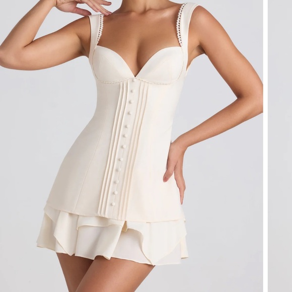 Oh Polly Ruffle-Trim Button-Detail Corset Mini Dress - Picture 1 of 4